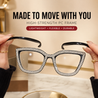 ✨ Sparkling Rhinestone Cat‑Eye Eyewear | Blue‑Light Filter Fashion Readers