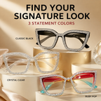 ✨ Sparkling Rhinestone Cat‑Eye Eyewear | Blue‑Light Filter Fashion Readers