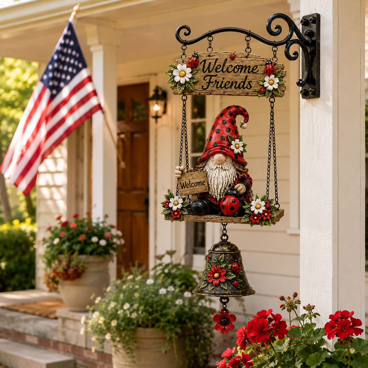 🔥Limited time 50% OFF – 🧙Rustic Garden Gnome Bell Outdoor Decor 🐞🌼