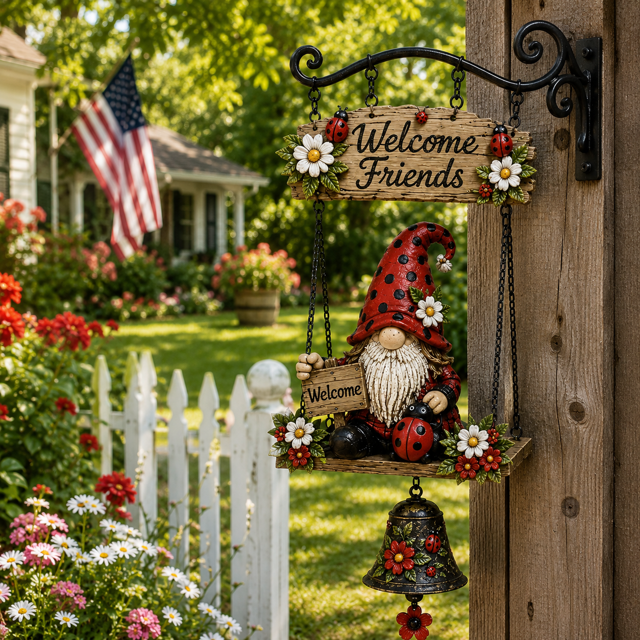 🔥Limited time 50% OFF – 🧙Rustic Garden Gnome Bell Outdoor Decor 🐞🌼