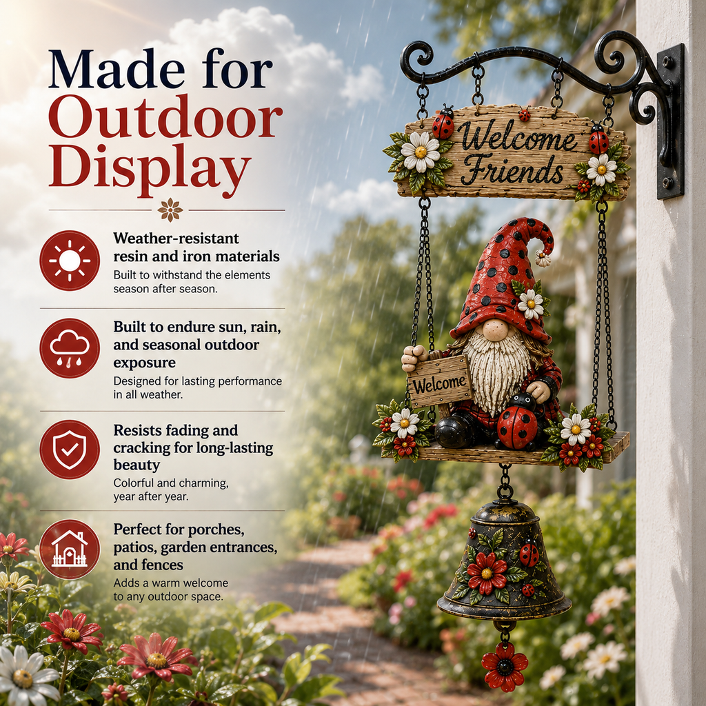 🔥Limited time 50% OFF – 🧙Rustic Garden Gnome Bell Outdoor Decor 🐞🌼