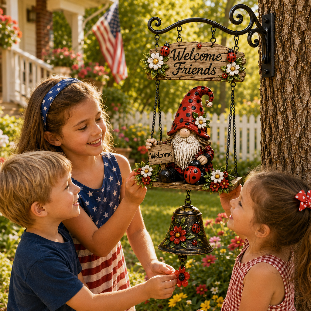 🔥Limited time 50% OFF – 🧙Rustic Garden Gnome Bell Outdoor Decor 🐞🌼