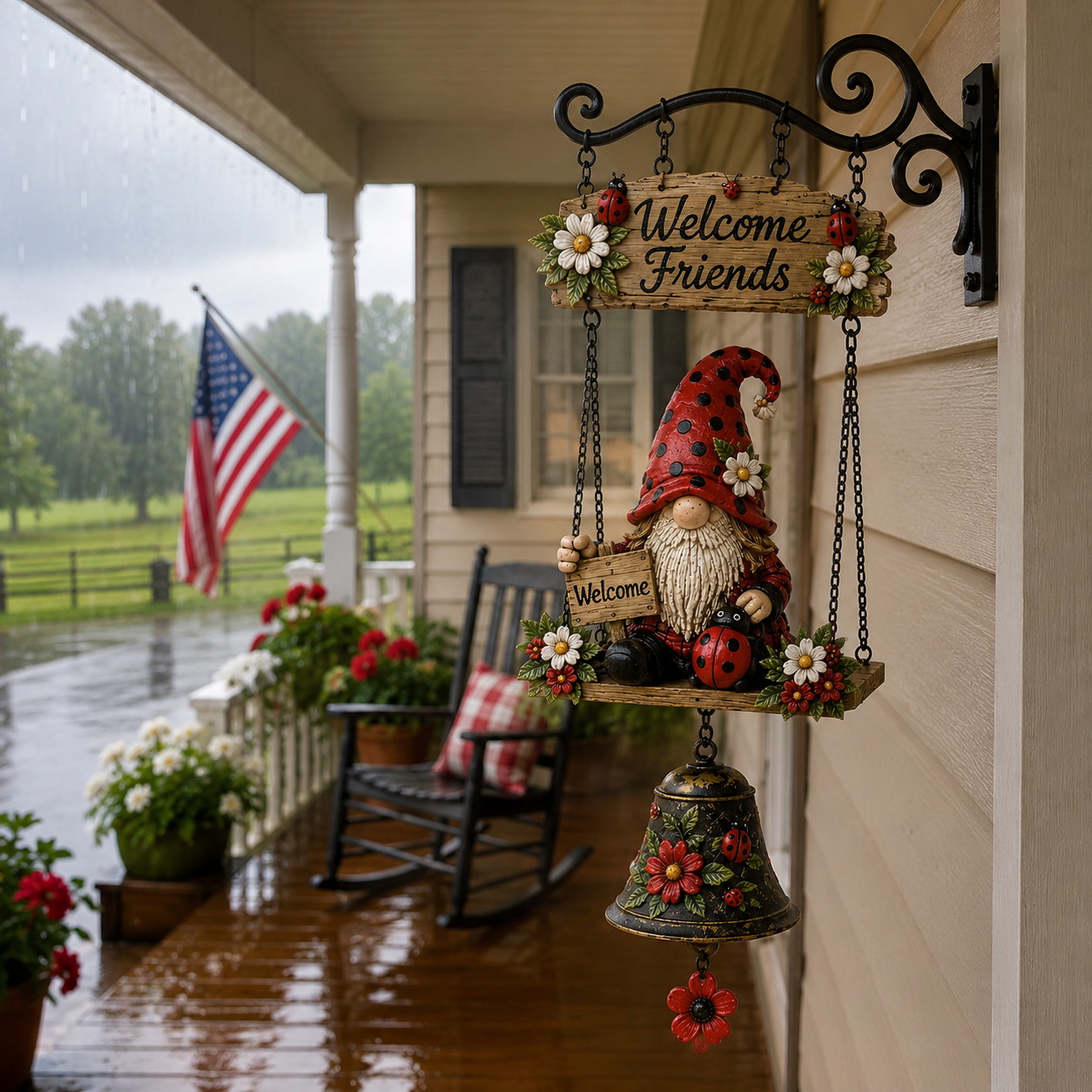 🔥Limited time 50% OFF – 🧙Rustic Garden Gnome Bell Outdoor Decor 🐞🌼