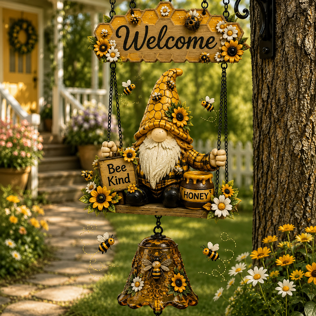 🔥Limited time 50% OFF – 🧙Rustic Garden Gnome Bell Outdoor Decor 🐞🌼