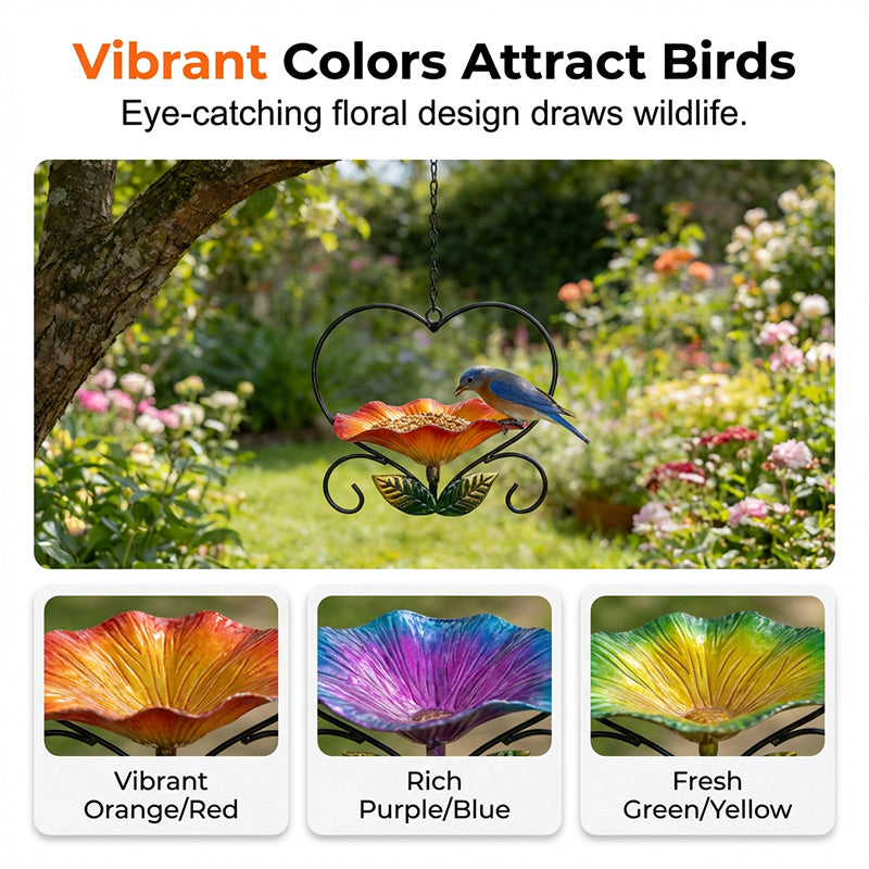 📢📢LAST DAY SALE 50% OFF🐦 Heart-Shaped Bird Feeder – Floral, Hanging,Perfect for Backyard or Balcony 🏡