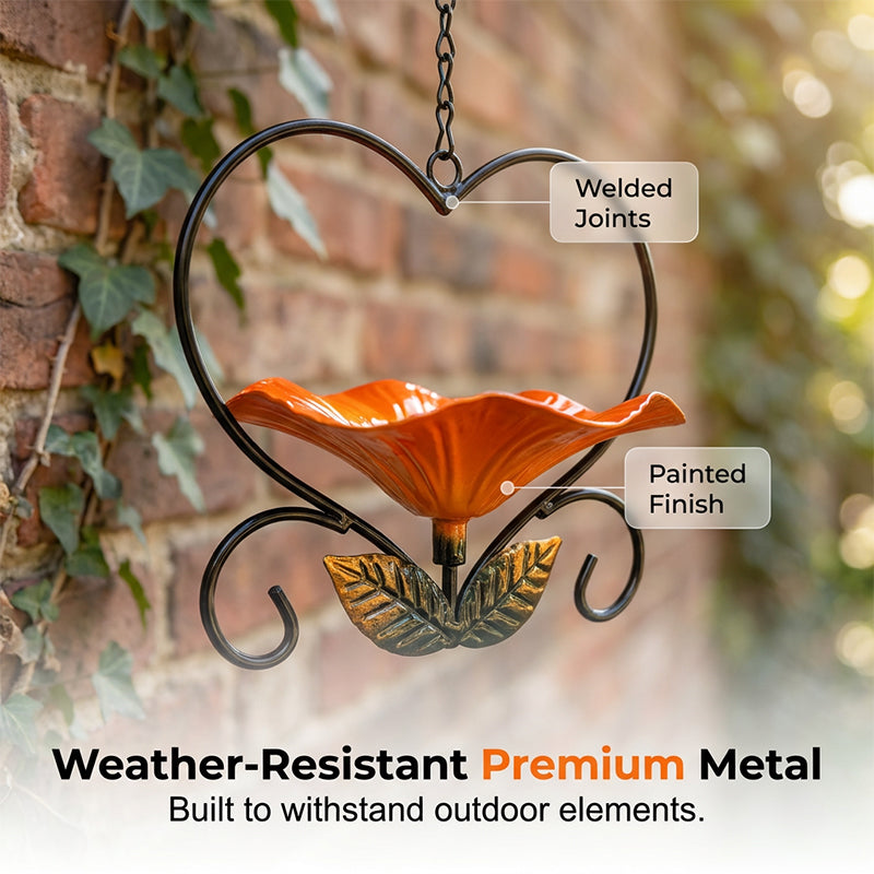 📢📢LAST DAY SALE 50% OFF🐦 Heart-Shaped Bird Feeder – Floral, Hanging,Perfect for Backyard or Balcony 🏡