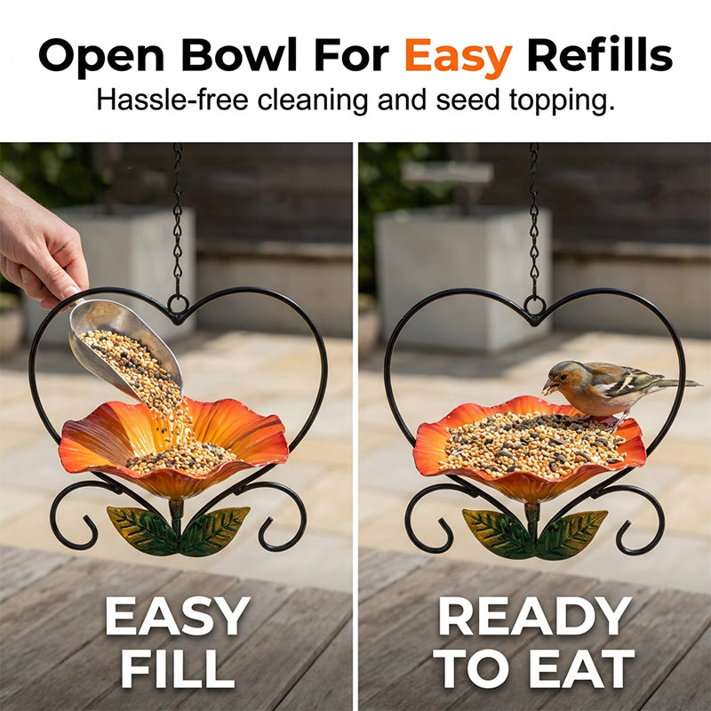 📢📢LAST DAY SALE 50% OFF🐦 Heart-Shaped Bird Feeder – Floral, Hanging,Perfect for Backyard or Balcony 🏡