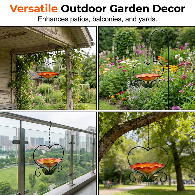 📢📢LAST DAY SALE 50% OFF🐦 Heart-Shaped Bird Feeder – Floral, Hanging,Perfect for Backyard or Balcony 🏡