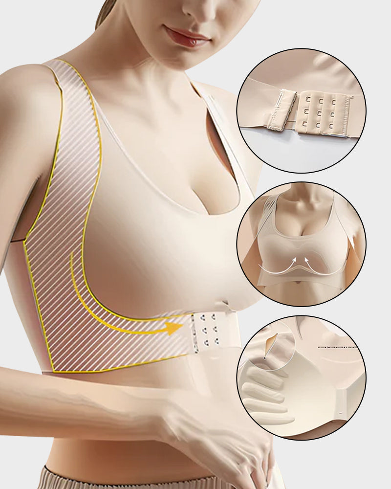 ✨Wireless Support Bra with Front Fastening and Crossed Straps at the Back