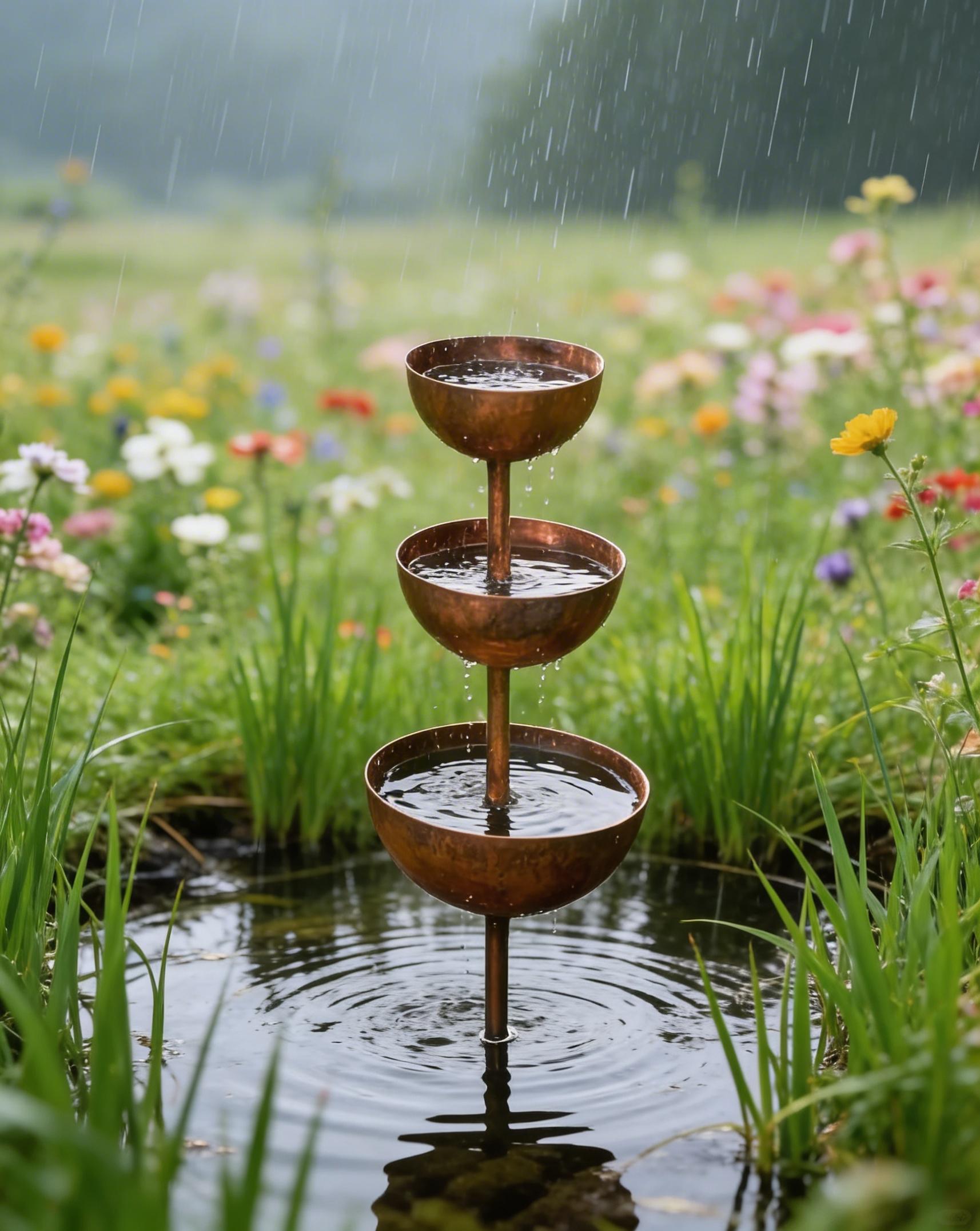 🌧️ Rainwater collector – plant support🐦 Metal garden ornament