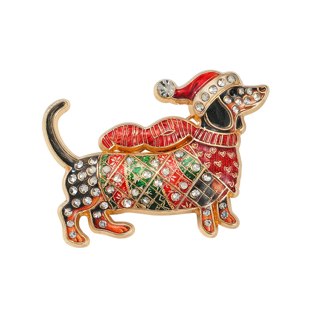 🎄🐾 Christmas Dachshund Brooch for Doxie Lovers