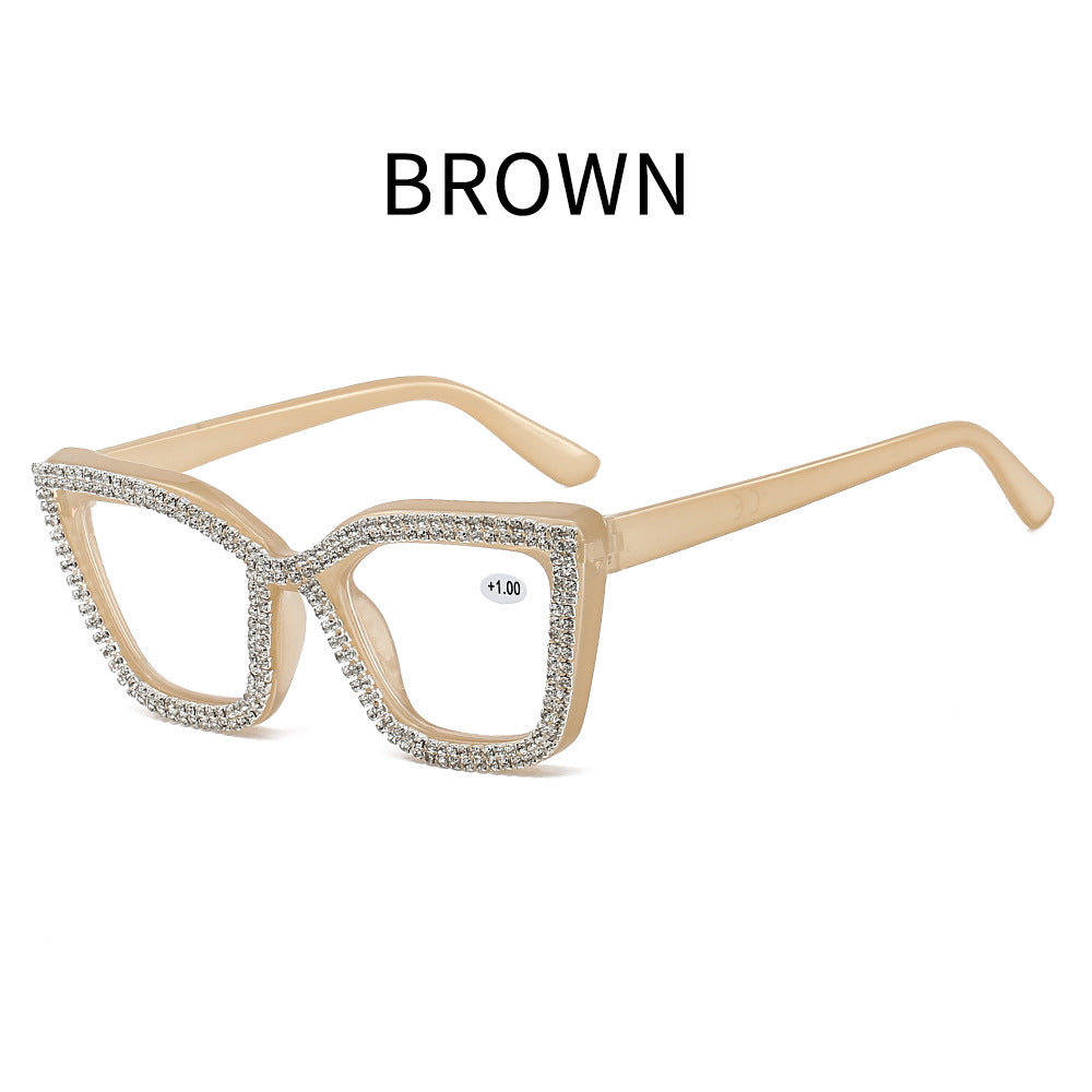 ✨ Sparkling Rhinestone Cat‑Eye Eyewear | Blue‑Light Filter Fashion Readers