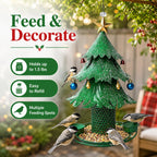 🎄 Star‑Topped Christmas Tree Metal Bird Feeder With Bells & Water Cups