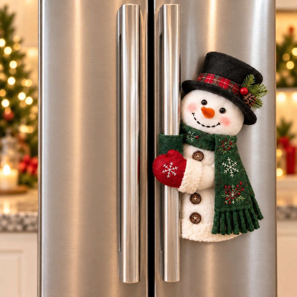 🎅Christmas Santa & Snowman Plush Fridge Handle Huggers | Kitchen Holiday Decor
