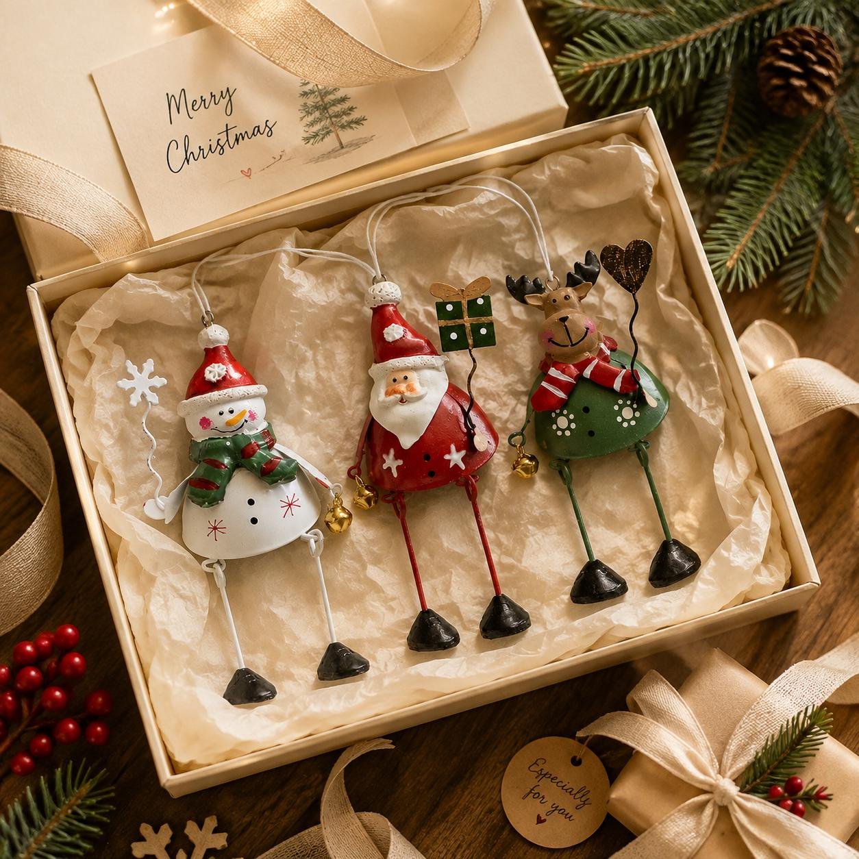 🌲✨ Hand-Painted Dangling Leg Christmas Ornaments