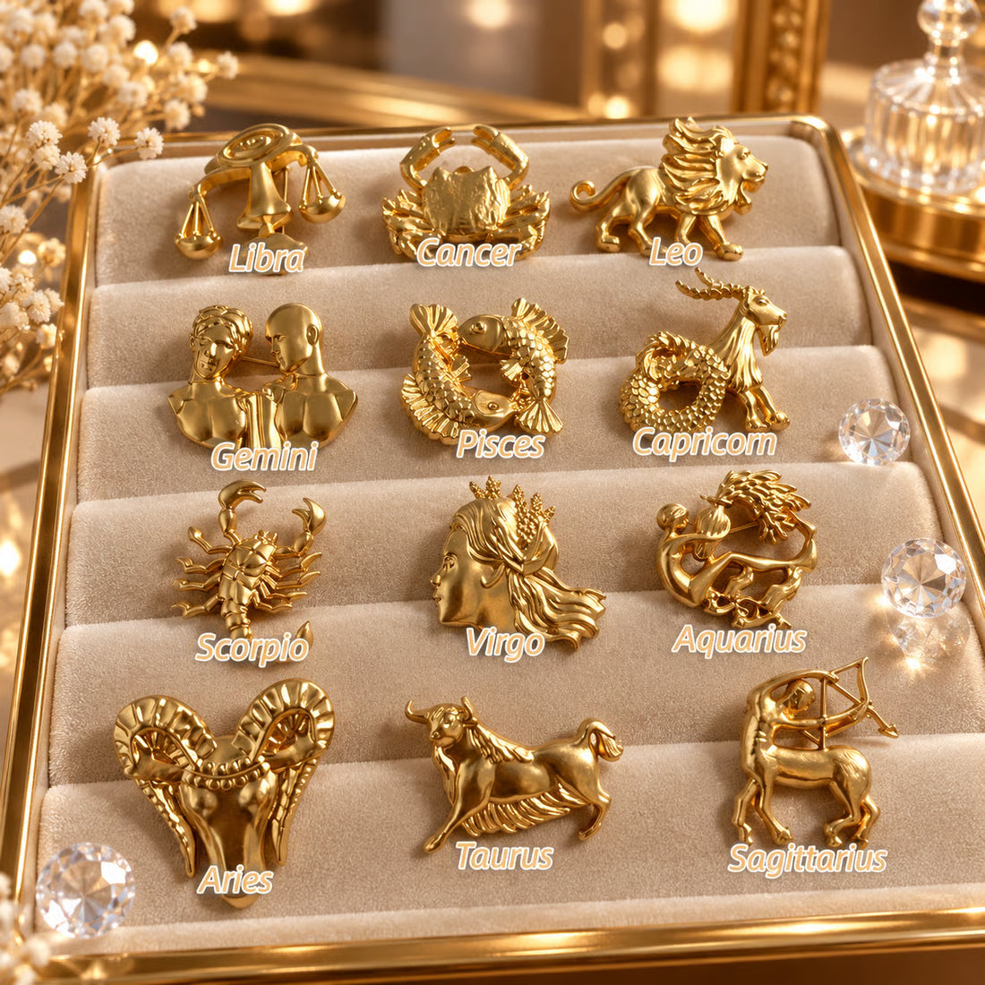 ♈ Vintage Zodiac Sign Brooch – Personalised Astrology Accessory!