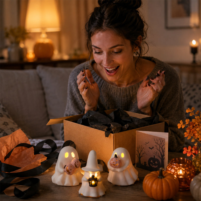 👻Luminous Ghost Ornament Set – Cozy Halloween LED Desktop Decor