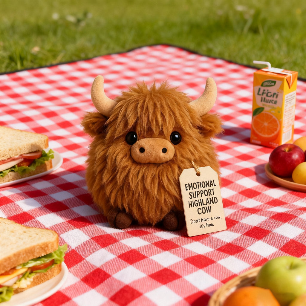 Plush Highland Cow for emotional support 🎉