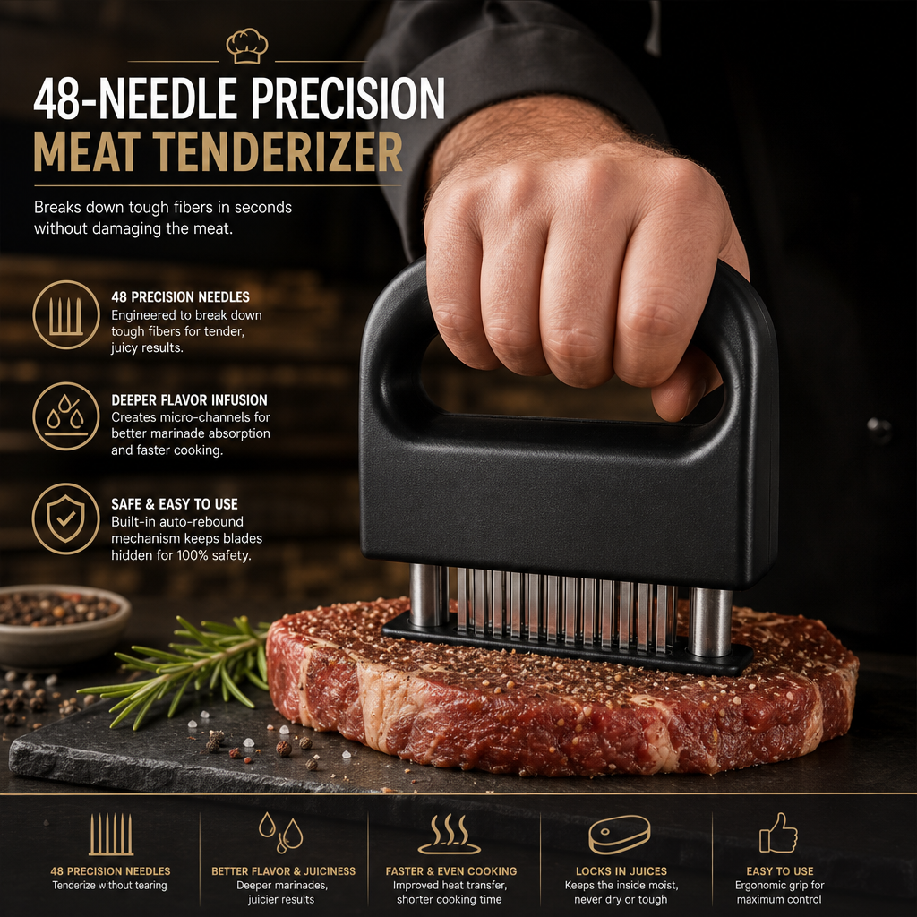 🥩🔪48-Needle Meat Tenderizer Steak Tenderizer And Tendon Cutter