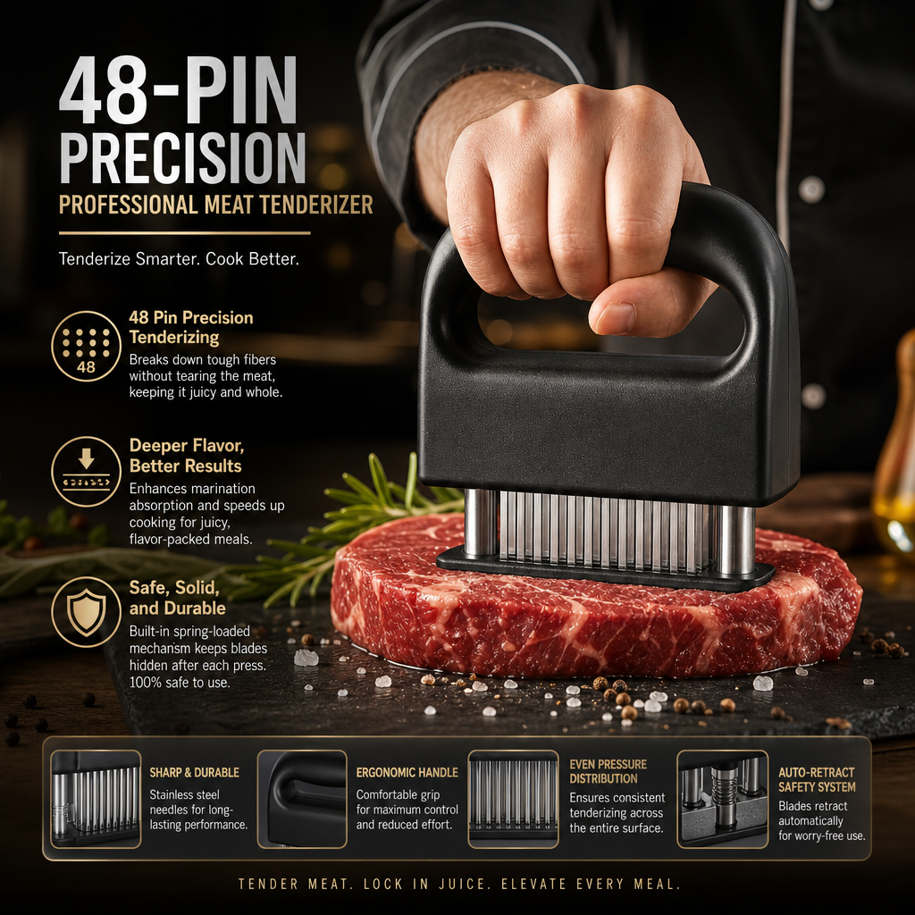 🥩🔪48-Needle Meat Tenderizer Steak Tenderizer And Tendon Cutter