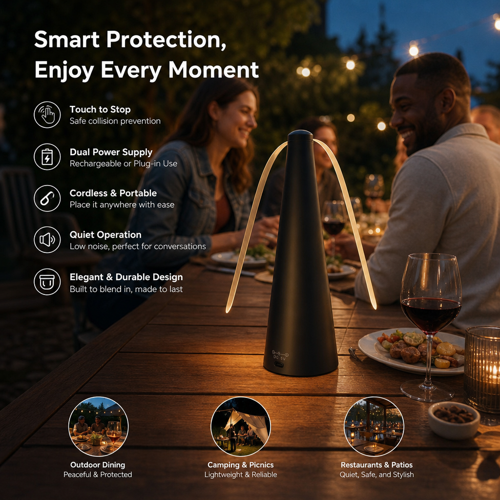 ☀️Plug-In Fly Repellent Fan – Outdoor Fly & Mosquito Control Device
