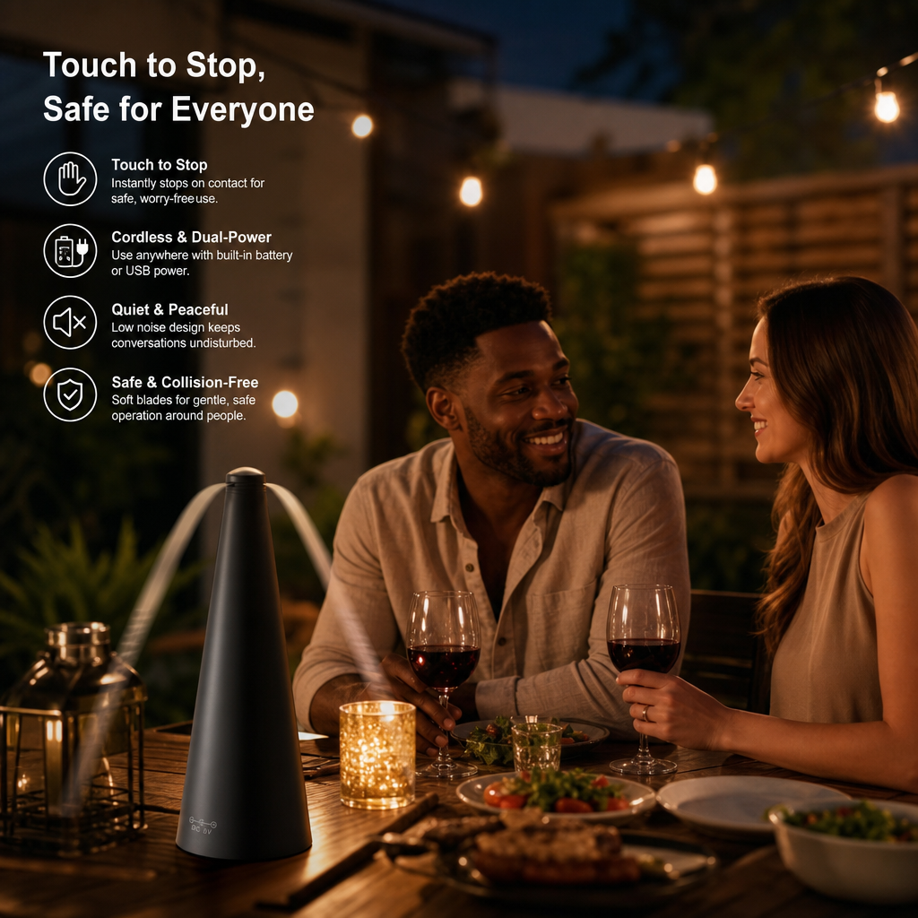 ☀️Plug-In Fly Repellent Fan – Outdoor Fly & Mosquito Control Device