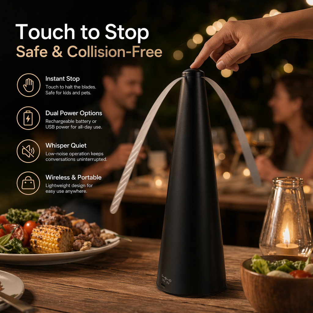 ☀️Plug-In Fly Repellent Fan – Outdoor Fly & Mosquito Control Device