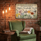 ✨Vintage "What a Wonderful World" Floral & Dragonfly Metal Tin Sign