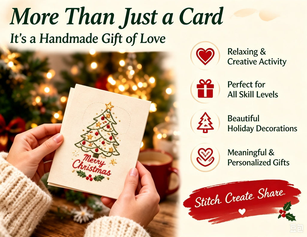 🎄 Beginner-Friendly Christmas Embroidery Kit, Relaxing Holiday Craft Project & Meaningful Gift