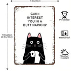 🔥Last day 50% off – Vintage black and white cat wall art