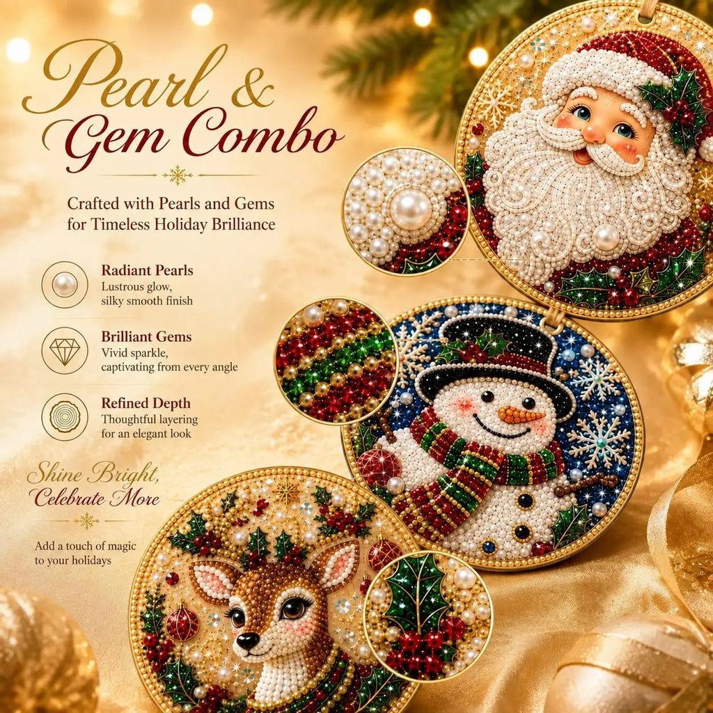 💎 DIY Christmas Diamond Painting Ornament Kit – Sparkly 5D Gem Tree Decor for Family Craft Night