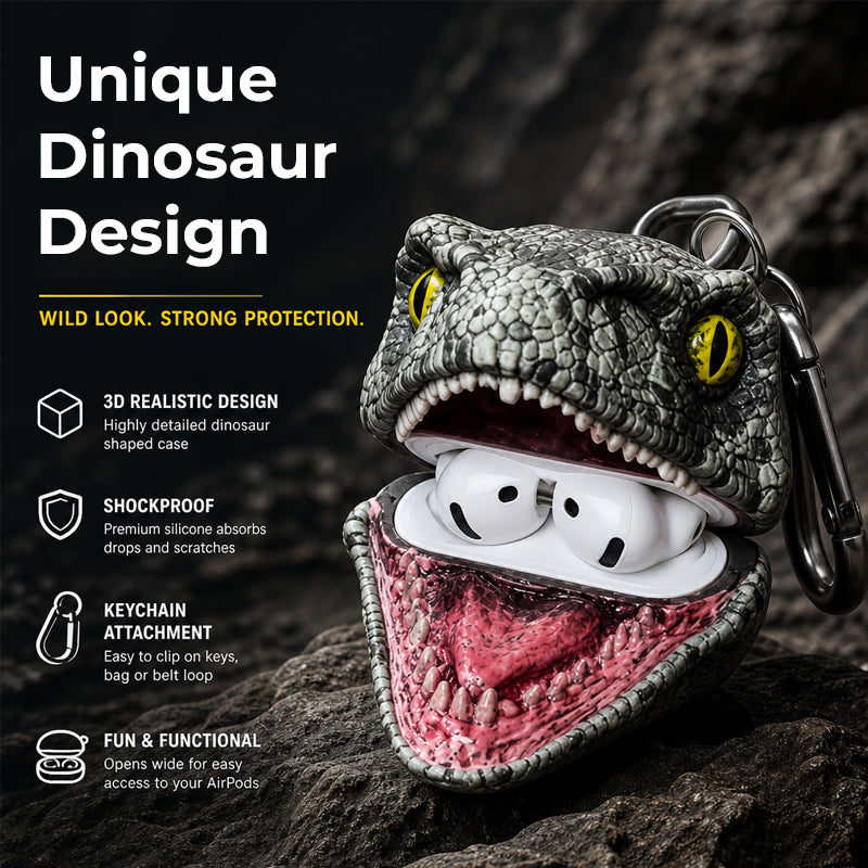 🦖Dinosaur Head Earbud Keychain Protective Case