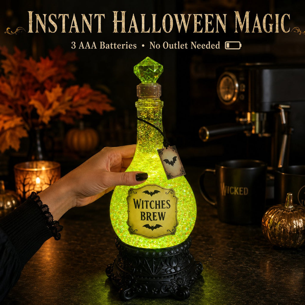 🧙✨Lighted Witches’ Brew Poison Bottle Glitter Globe