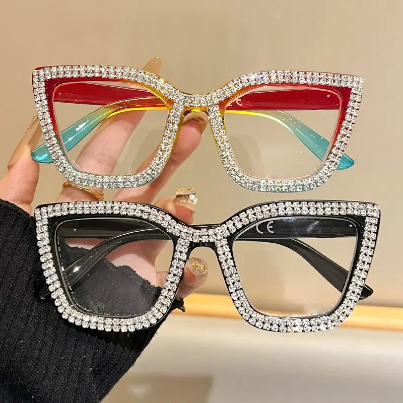 ✨ Sparkling Rhinestone Cat‑Eye Eyewear | Blue‑Light Filter Fashion Readers