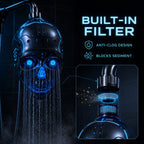 💀Cyber Mecha Skull Color Changing LED Pressure Boost Shower Head