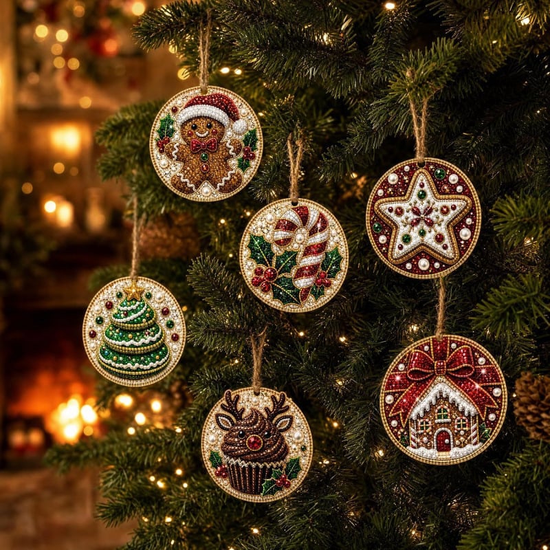 💎 DIY Christmas Diamond Painting Ornament Kit – Sparkly 5D Gem Tree Decor for Family Craft Night