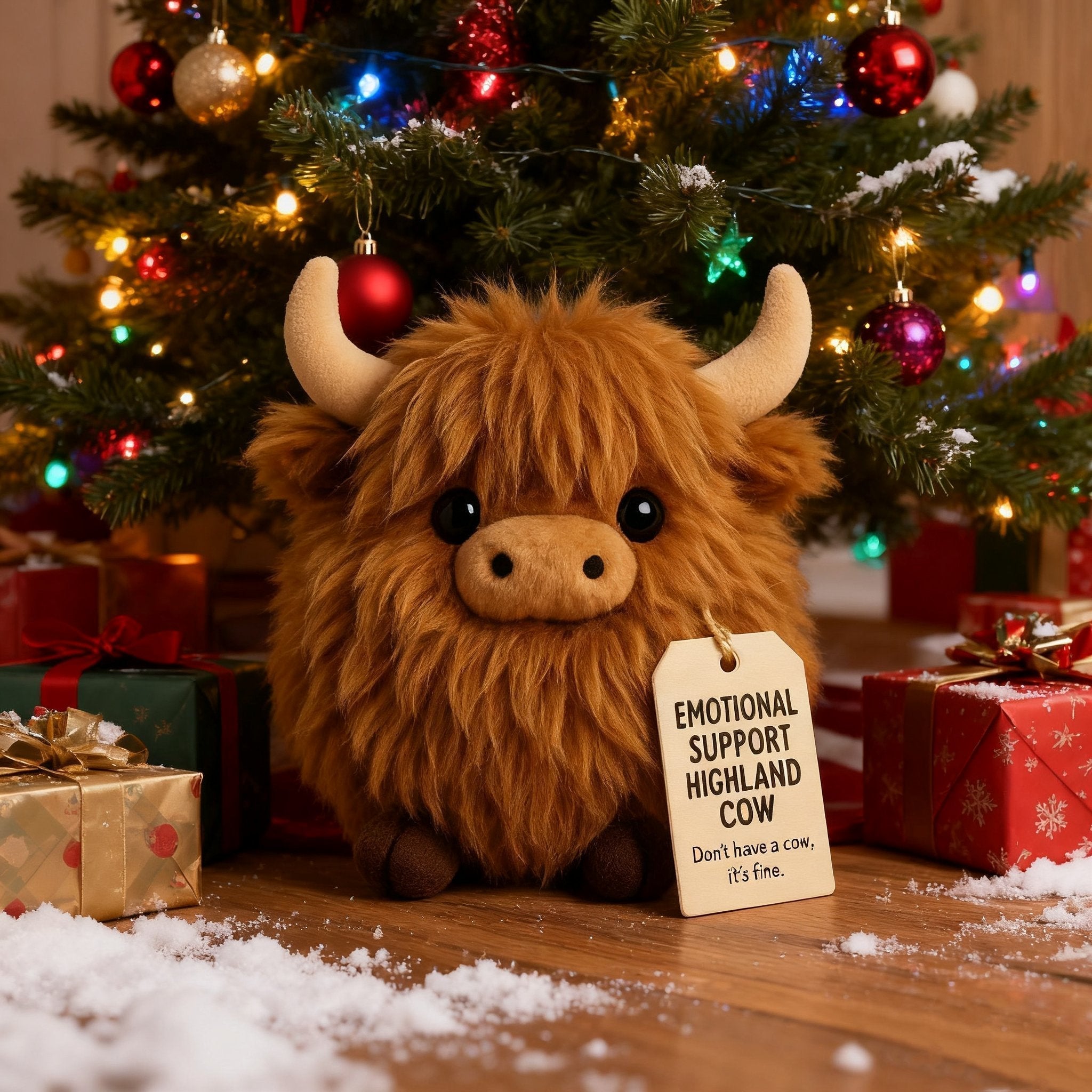 Plush Highland Cow for emotional support 🎉