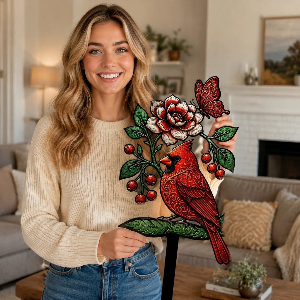 🐦Cardinal Art Garden Stake💖