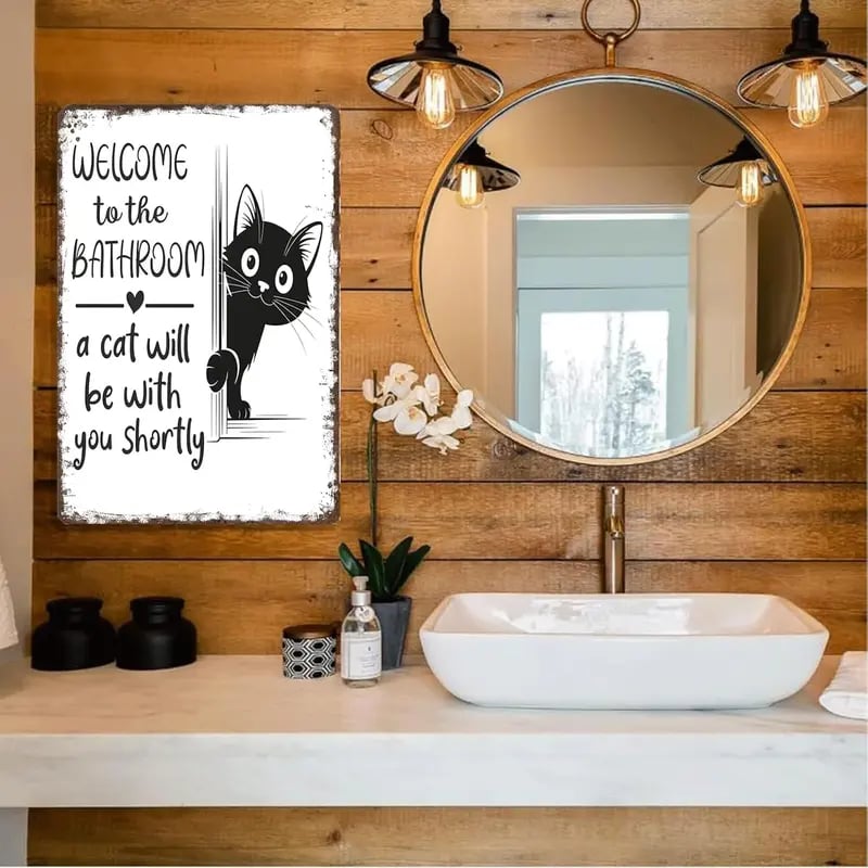 🔥Last day 50% off – Vintage black and white cat wall art
