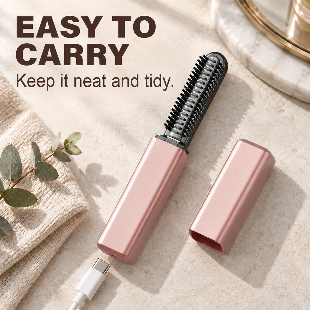 ✨ Compact Wireless Hot Comb – Handy Bang Styling Companion!