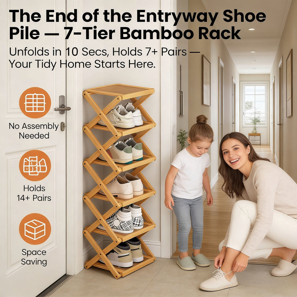 The 9-Tier No-Assembly Bamboo Rack!🌿👟