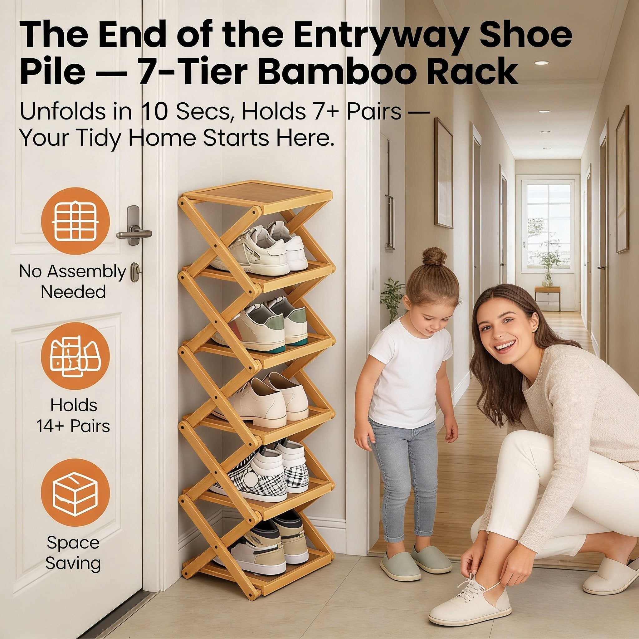 The 9-Tier No-Assembly Bamboo Rack!🌿👟