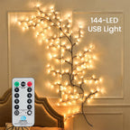 ✨ LED Branch Wall Light – Flexible Bendable Vine Light with 8 Light Modes for Christmas Decor