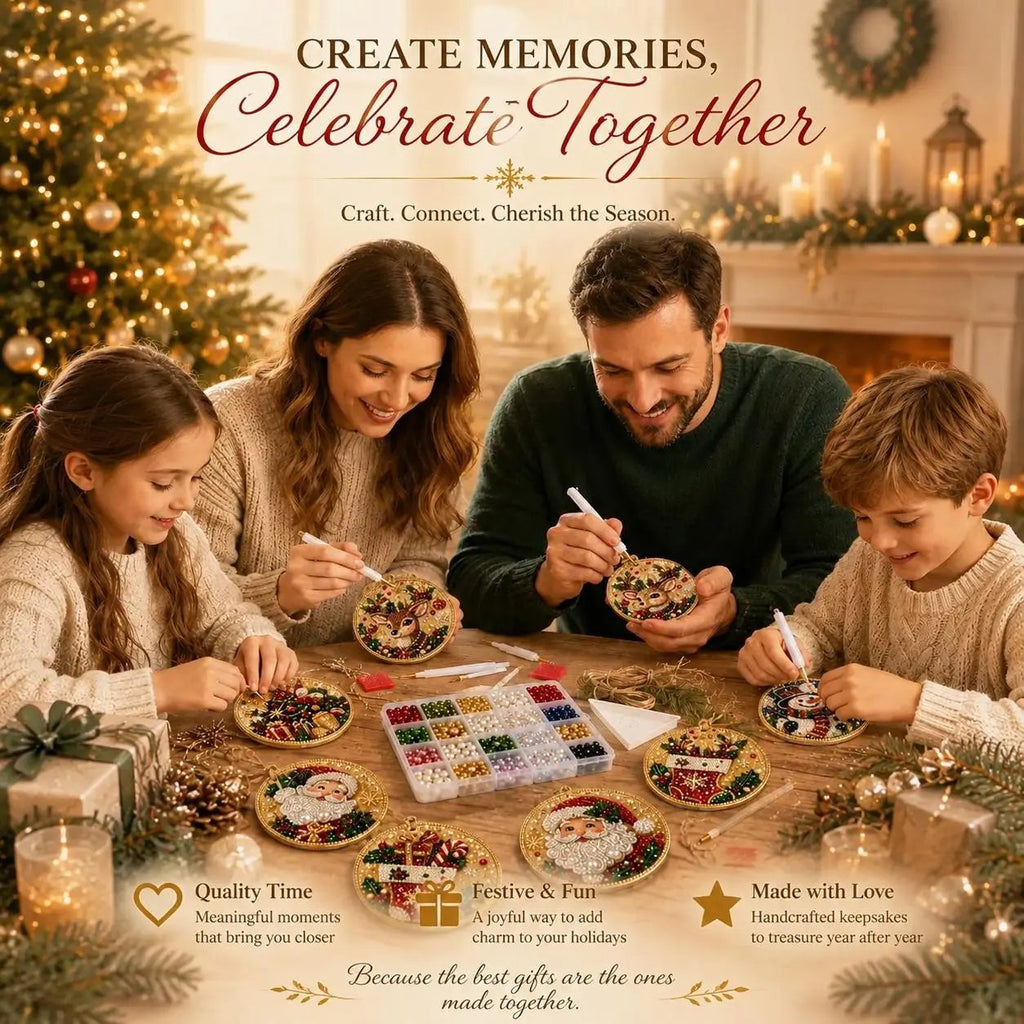💎 DIY Christmas Diamond Painting Ornament Kit – Sparkly 5D Gem Tree Decor for Family Craft Night