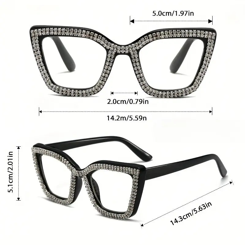 ✨ Sparkling Rhinestone Cat‑Eye Eyewear | Blue‑Light Filter Fashion Readers