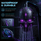 💀Cyber Mecha Skull Color Changing LED Pressure Boost Shower Head