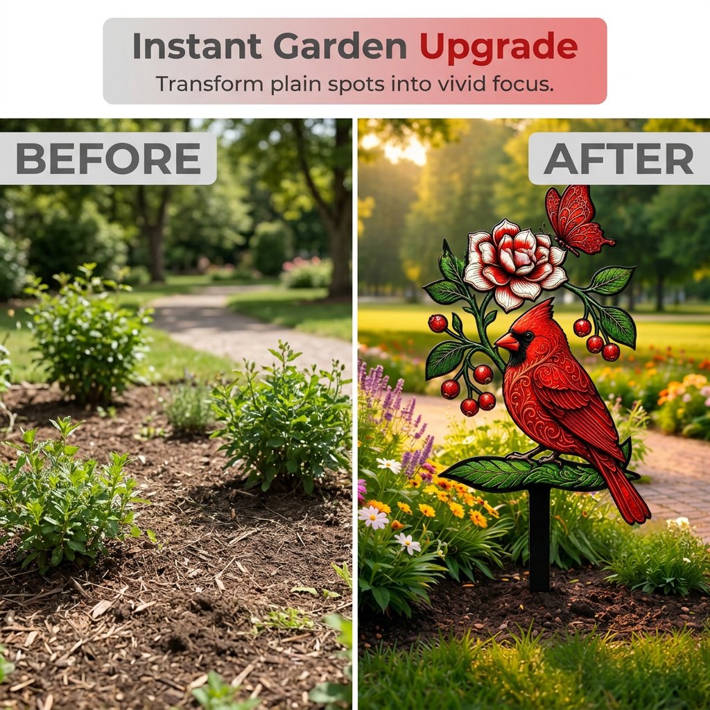 🐦Cardinal Art Garden Stake💖