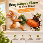 🐰🥕 Funny Bunny Pulling Carrot Wall Decor — 3D Wall-Breakthrough Wooden Spring & Easter Decoration