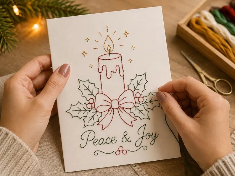 🎄 Beginner-Friendly Christmas Embroidery Kit, Relaxing Holiday Craft Project & Meaningful Gift