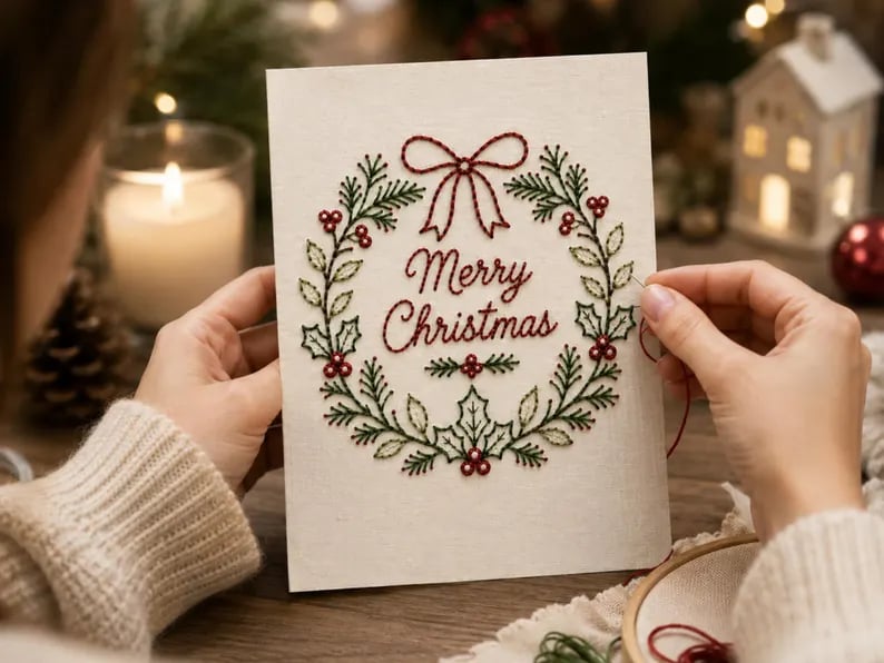 🎄 Beginner-Friendly Christmas Embroidery Kit, Relaxing Holiday Craft Project & Meaningful Gift